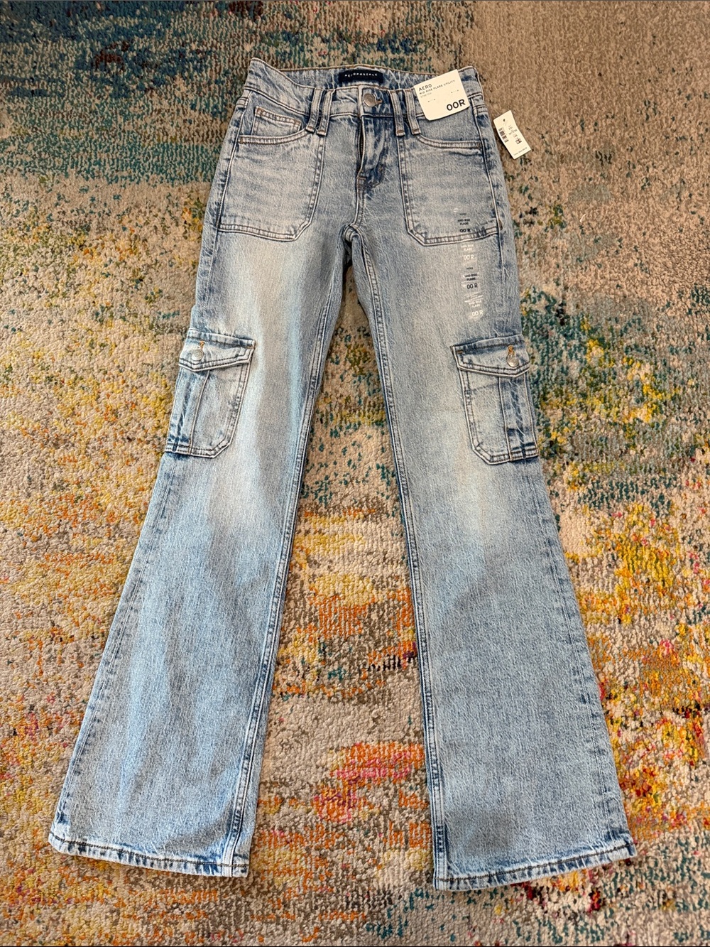 Aeropostale Light Blue Cargo Flare Jeans - Women's